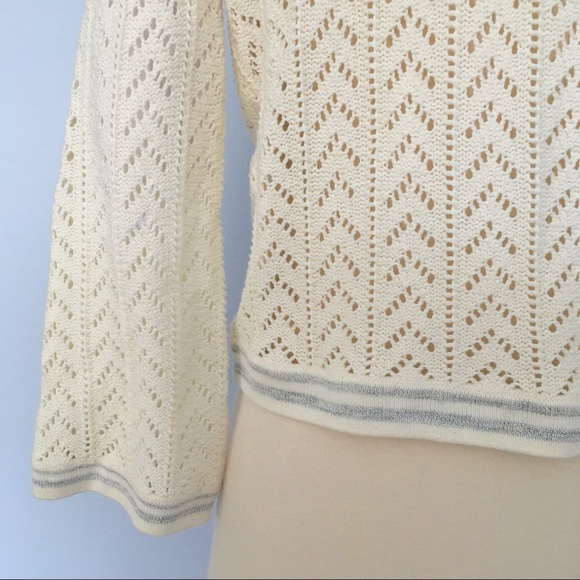 Sydney Easton Tie Front Bell Sleeve Sweater, Cream - Picture 6 of 8